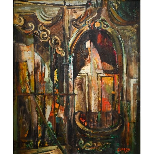 749 - Harry Gordon  - Old Bedford Theatre, oil on board, signed lower right, 60 x 50 cm and plaster f... 