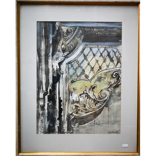 749 - Harry Gordon  - Old Bedford Theatre, oil on board, signed lower right, 60 x 50 cm and plaster f... 