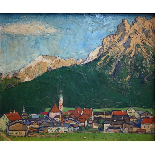 767 - Rudolf Hirschenhauser (1882-1938) - Mittenwald, oil on board, signed upper left, 29 x 34.5 cm, inscr... 