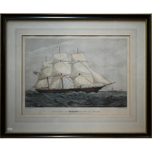 785 - A set of four engravings after Duncan - The Clipper Ships Mirage, Shannon, Cosmos and HMS Winchester... 