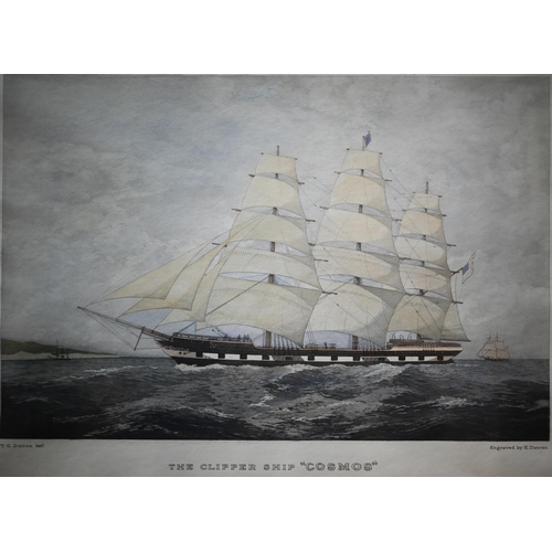 785 - A set of four engravings after Duncan - The Clipper Ships Mirage, Shannon, Cosmos and HMS Winchester... 