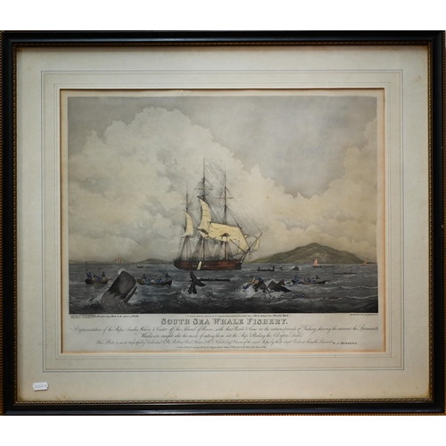 787 - Ackermann prints - 'The View of Her Majesty's Steam Frigate Cyclops', 46 x 63 cm; South Sea Whale Fi... 