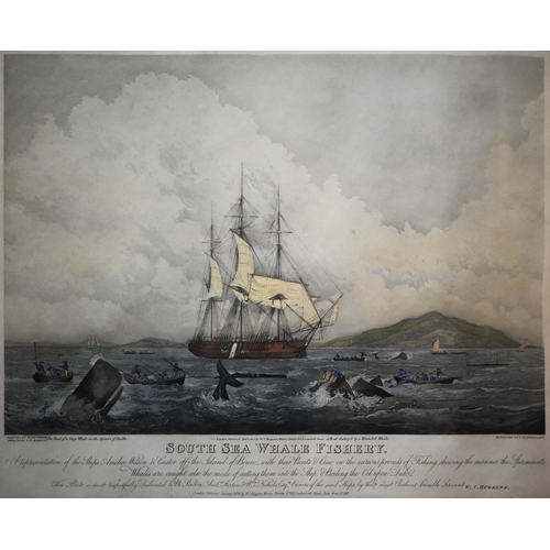 787 - Ackermann prints - 'The View of Her Majesty's Steam Frigate Cyclops', 46 x 63 cm; South Sea Whale Fi... 