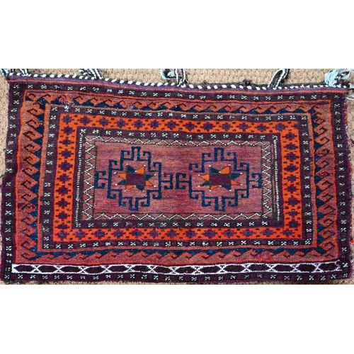 833 - A hand woven Belouch saddlebag to/w a Sumak flatweave double saddlebag (2)