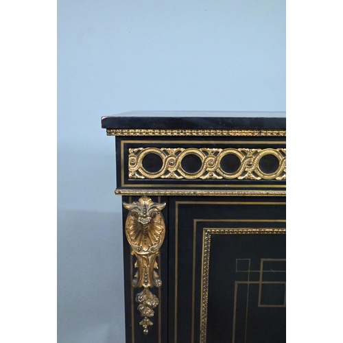 850 - Druce & Co., London, a Victorian gilt-metal mounted ebonised pier cabinet, the door centred with... 