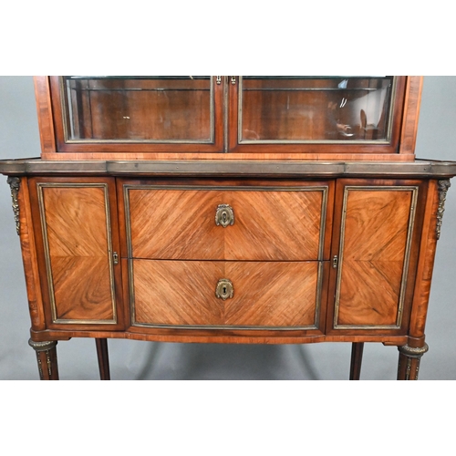 851 - A fine French gilt-metal mounted kingwood salon cabinet, the marble top with 3/4 pierced gallery ove... 