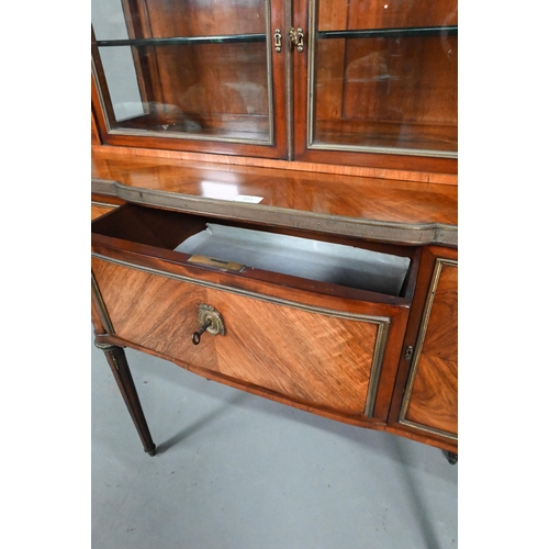 851 - A fine French gilt-metal mounted kingwood salon cabinet, the marble top with 3/4 pierced gallery ove... 