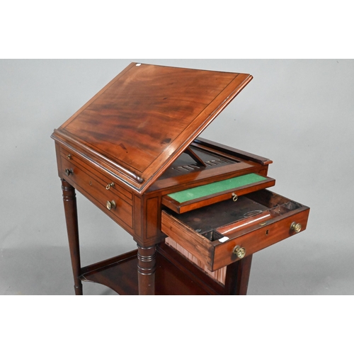 894 - A good Regency mahogany drawing/reading/writing table, the adjustable easel top with paper rest over... 