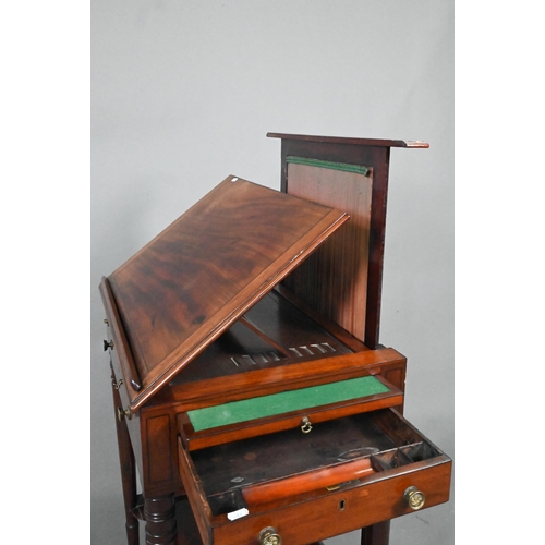 894 - A good Regency mahogany drawing/reading/writing table, the adjustable easel top with paper rest over... 