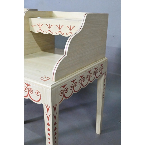 920 - A pair of contemporary cream painted stencilled bedside stands in the Scandinavian style, 41 cm x 47... 