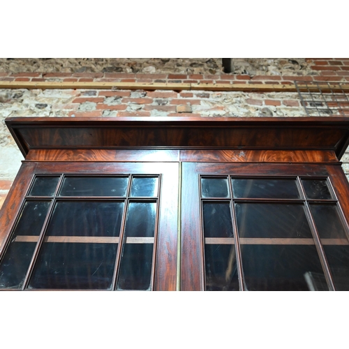 927 - A Regency mahogany secrétaire library bookcase, the associated two door astragal glazed cabin... 