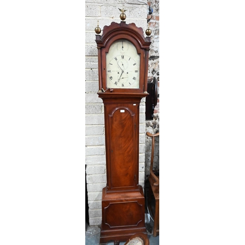 935 - Richard Chater, London, a George III mahogany 8-day longcase clock, the enameled arched dial with su... 