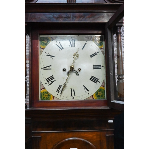 943 - A Victorian oak and mahogany eight-day longcase clock, the oversize enamelled dial (35 cm x 35 cm) w... 