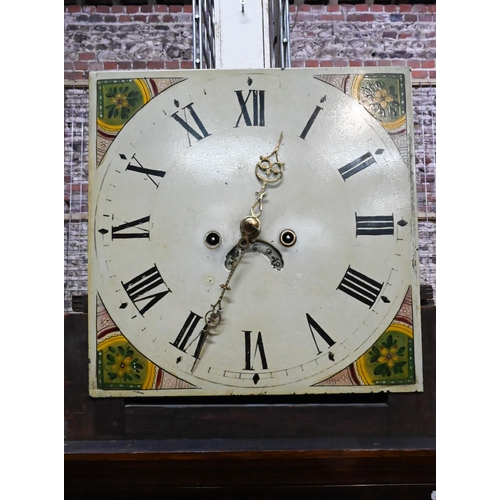 943 - A Victorian oak and mahogany eight-day longcase clock, the oversize enamelled dial (35 cm x 35 cm) w... 