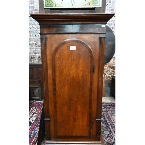 943 - A Victorian oak and mahogany eight-day longcase clock, the oversize enamelled dial (35 cm x 35 cm) w... 