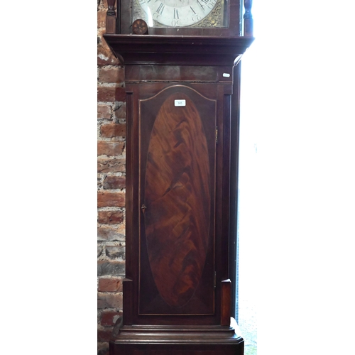 945 - A George III mahogany 8-day longcase clock, the silvered arched dial with subsidiary arched date ape... 