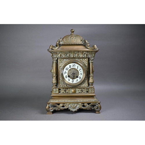 947 - Japy Freres & Co, a French brass cased mantel/table clock, the 8-day twin drum movement striking... 