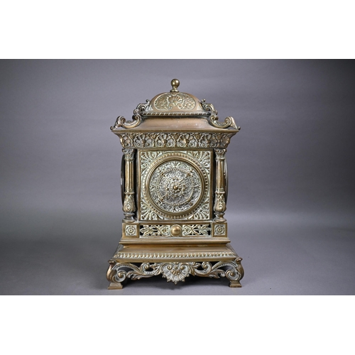 947 - Japy Freres & Co, a French brass cased mantel/table clock, the 8-day twin drum movement striking... 