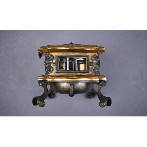 948 - Johann Ernest Weichenthal, Dantzig, an 18th century horizontal gilded brass table clock, the chain f... 