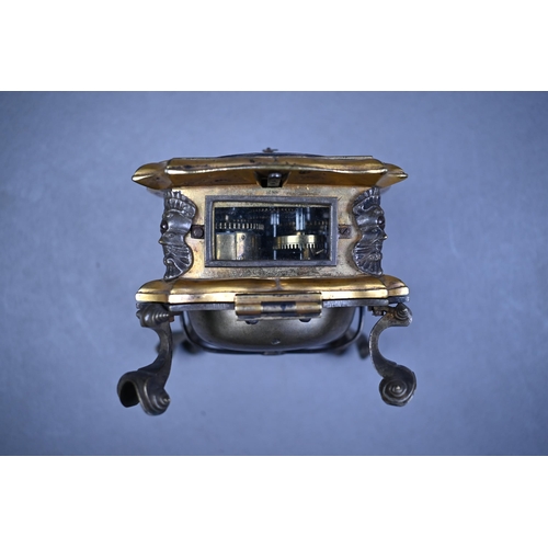 948 - Johann Ernest Weichenthal, Dantzig, an 18th century horizontal gilded brass table clock, the chain f... 