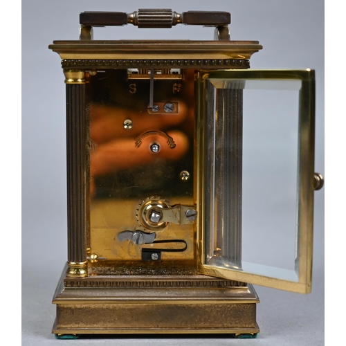 952 - Matthew Norman, London, a Swiss made lacquered brass carriage clock, the single drum movement with w... 