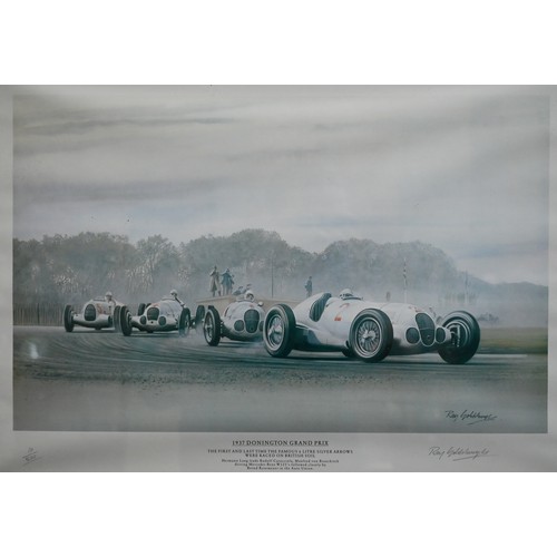 1131 - A collection of eight framed limited edition motor racing F1 (Formular 1) coloured prints by Alan Fe... 