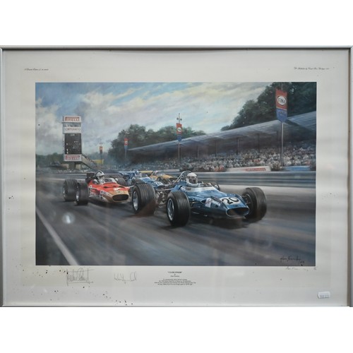 1131 - A collection of eight framed limited edition motor racing F1 (Formular 1) coloured prints by Alan Fe... 