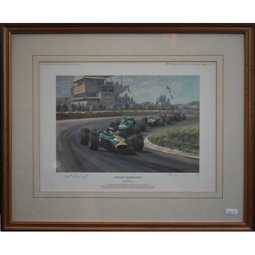 1131 - A collection of eight framed limited edition motor racing F1 (Formular 1) coloured prints by Alan Fe... 