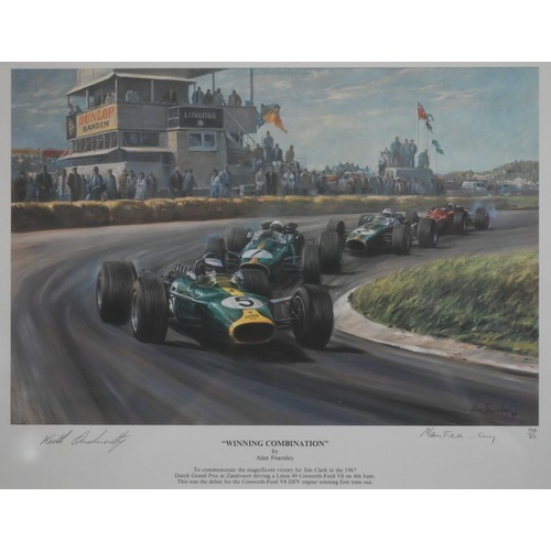 1131 - A collection of eight framed limited edition motor racing F1 (Formular 1) coloured prints by Alan Fe... 