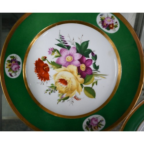 599 - A set of twelve 19th century Continental porcelain cabinet plates individually painted with floral s... 