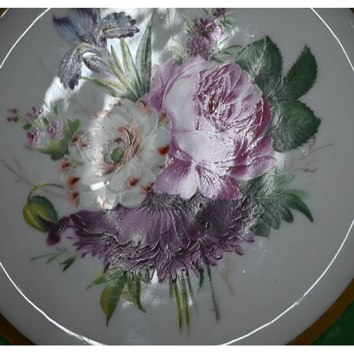 599 - A set of twelve 19th century Continental porcelain cabinet plates individually painted with floral s... 