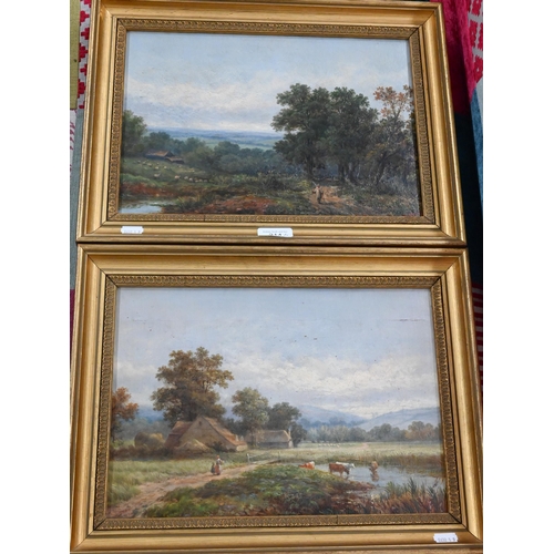 303 - Leopold Rivers - A pair of landscape views, oil on canvas, signed circa 1878, 24 x 34 cm (2)