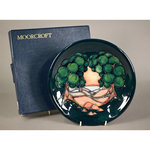 144 - Moorcroft ltd ed plate painted with cat, no 198/300, 26 cm to/w another plate decorated with 'Mamour... 