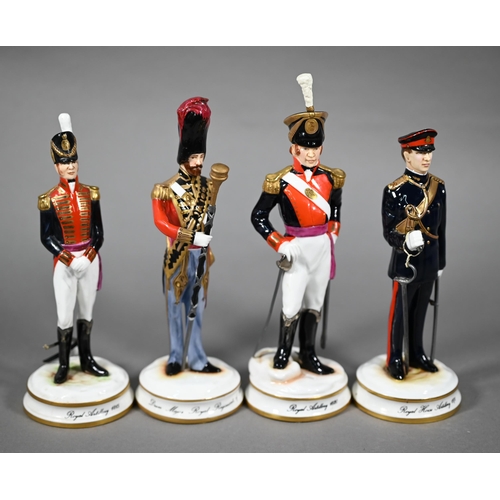 149 - Four Michael Sutty porcelain Royal Artillery figures - 1815, 1820, 1840 and 1970 Ltd ed 21/250 23-20... 