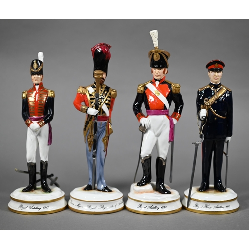 149 - Four Michael Sutty porcelain Royal Artillery figures - 1815, 1820, 1840 and 1970 Ltd ed 21/250 23-20... 