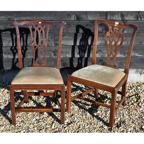 290 - A set of five 19th century dining chairs in the Chippendale manner with buff dralon seat pads (4 sid... 