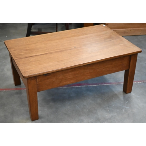 436 - A GRVI '1938' branded rectangular oak coffee table on square supports, 92 cm w x 60 cm d x 40