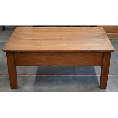 436 - A GRVI '1938' branded rectangular oak coffee table on square supports, 92 cm w x 60 cm d x 40