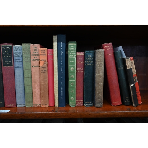 202 - Quantity of vintage hardcover books, including history, biography, travel and literature, on two she... 