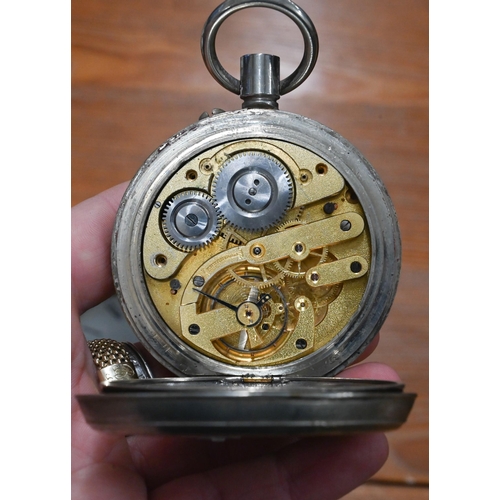 207 - EP travel-watch with top-wind lever movement, in silver outer case London 1903, to/w a 19th Century ... 