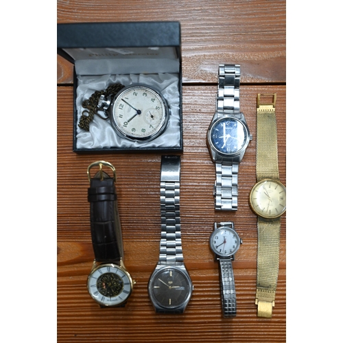 208 - Eleven various wristwatches including Seiko 5 Automatic, Rotary Automatic, Accurist (2), Limit, Oska... 