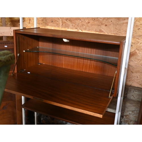 272 - A mid century teak and painted steel bookcase, 93 x 38 x 202 cm h o/a