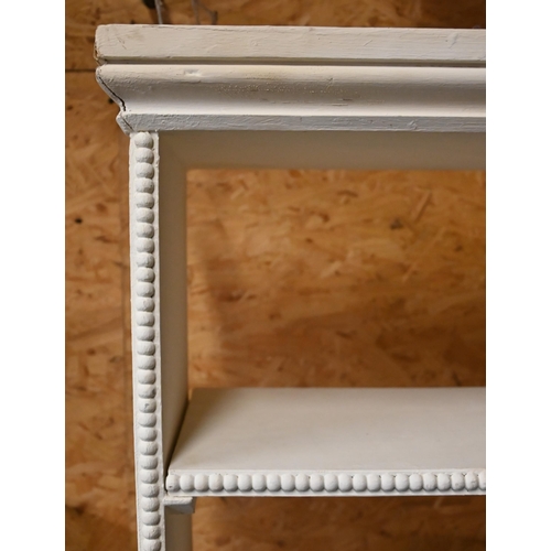 277 - A white painted open bookcase, 100 cm x 28 cm x 195 cm h