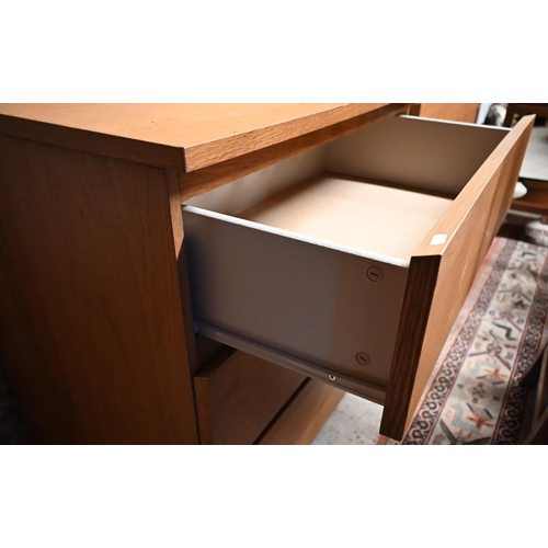 283 - A large contemporary beech six drawer sideboard, 161 cm x 48.5 cm x 79 cm h