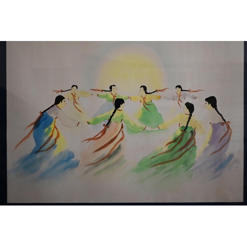 317 - South East Asian school - Pair of watercolour studies of festivals, one signed, 34 x 49 cm (2)