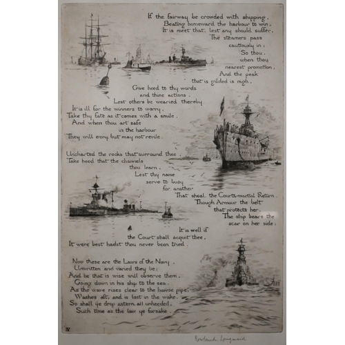 324 - After Rowland Langmaid - The Laws of the Navy - four plates, etchings, pencil signed, 31.5 x 21.5 cm... 