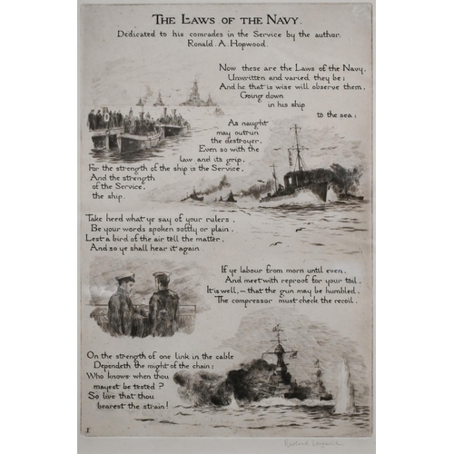 324 - After Rowland Langmaid - The Laws of the Navy - four plates, etchings, pencil signed, 31.5 x 21.5 cm... 