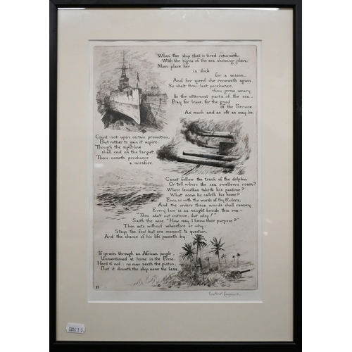 324 - After Rowland Langmaid - The Laws of the Navy - four plates, etchings, pencil signed, 31.5 x 21.5 cm... 