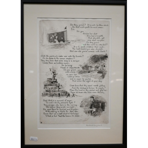 324 - After Rowland Langmaid - The Laws of the Navy - four plates, etchings, pencil signed, 31.5 x 21.5 cm... 