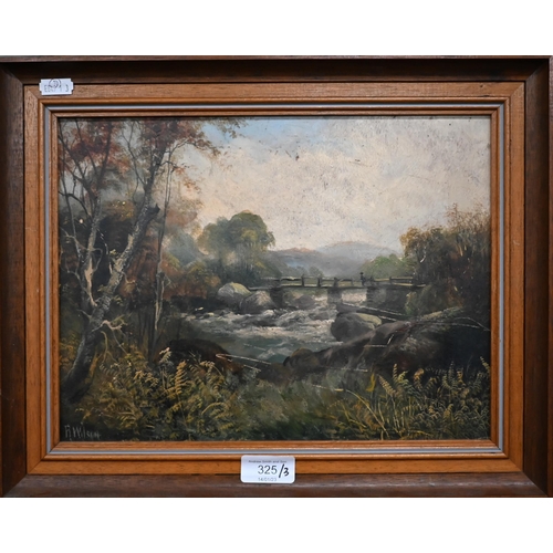 325 - R Wilson - a trio of landscape views, oil on board, signed, 23 x 30.5 cm and 13.5 x 24 cm (3)